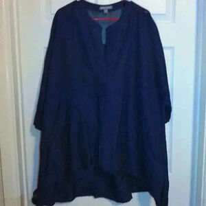 Jessica London Dark Blue Top w/sheer sleeves / Size 20W